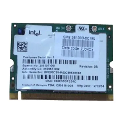 381303-001 - HP Mini PCI IEEE 11MBps 802.11b/g Wireless LAN (WLAN) Network Interface Card