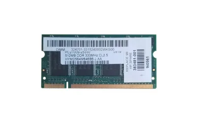 383481-001 - HP 512MB DDR-333MHz PC2700 non-ECC Unbuffered CL2 200-Pin SoDimm 2.5V Memory Module