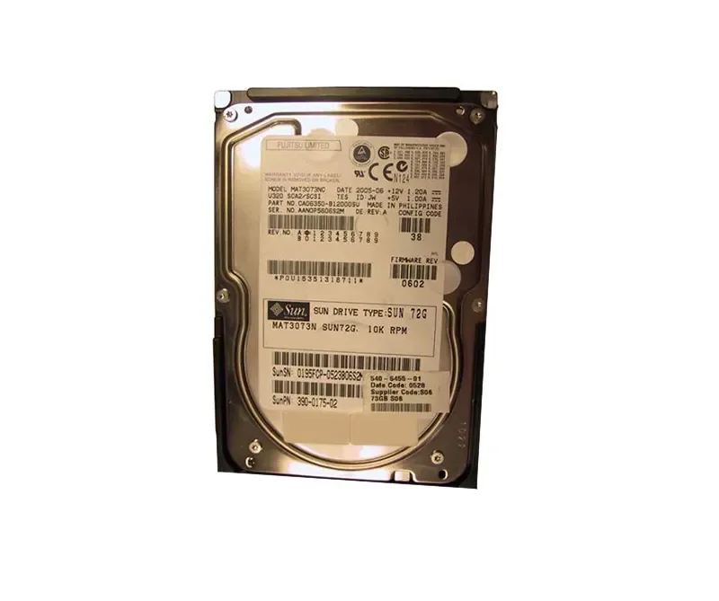 390-0175-02 - Sun 73GB 10000RPM Ultra-320 SCSI Hot-Swappable 8MB Cache 80-Pin 3.5-inch Hard Drive
