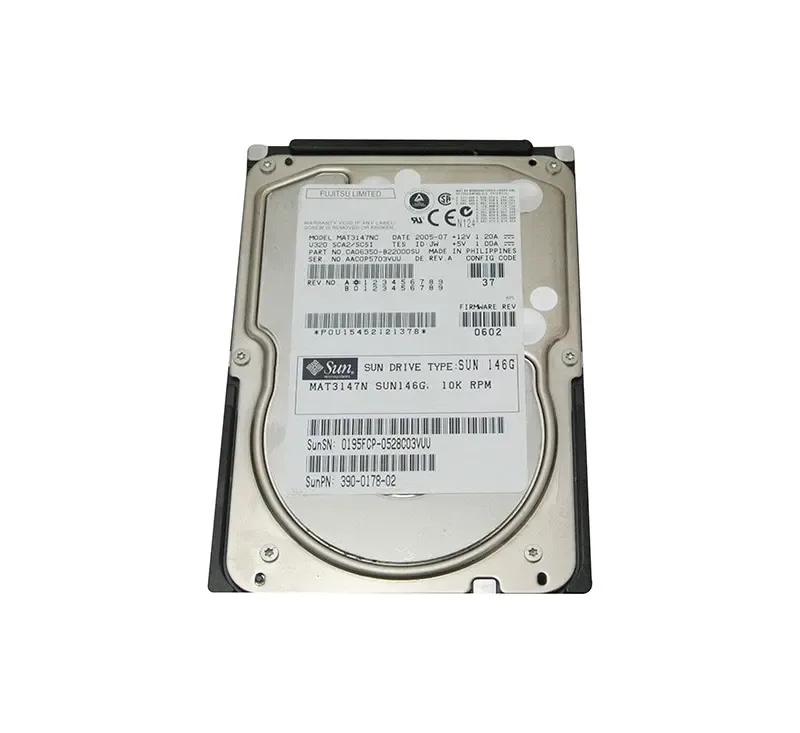 390-0178 - Sun 146GB 10000RPM Ultra-320 SCSI LVD Hot-Pluggable 80-Pin 3.5-inch Hard Drive