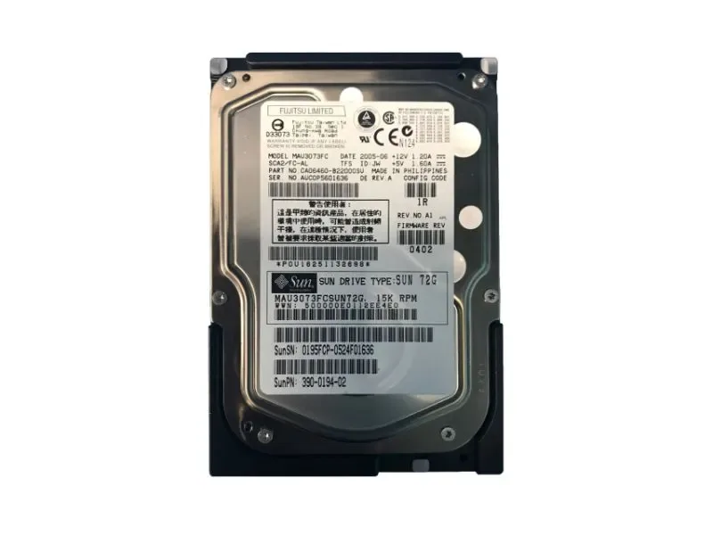 390-0194-02 - Sun 73GB 15000RPM Fibre Channel 2Gb/s 3.5-inch Hard Drive