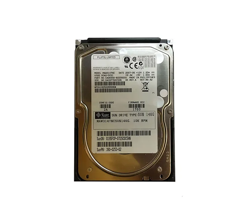 390-0253 - Sun 146GB 10000RPM Ultra-320 SCSI LVD Hot-Pluggable 80-Pin 3.5-inch Hard Drive
