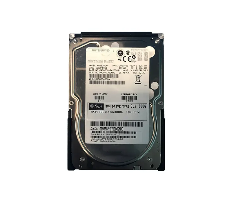 390-0254-01 - Sun 300GB 10000RPM Ultra-320 SCSI LVD Hot-Pluggable 80-Pin 3.5-inch Hard Drive