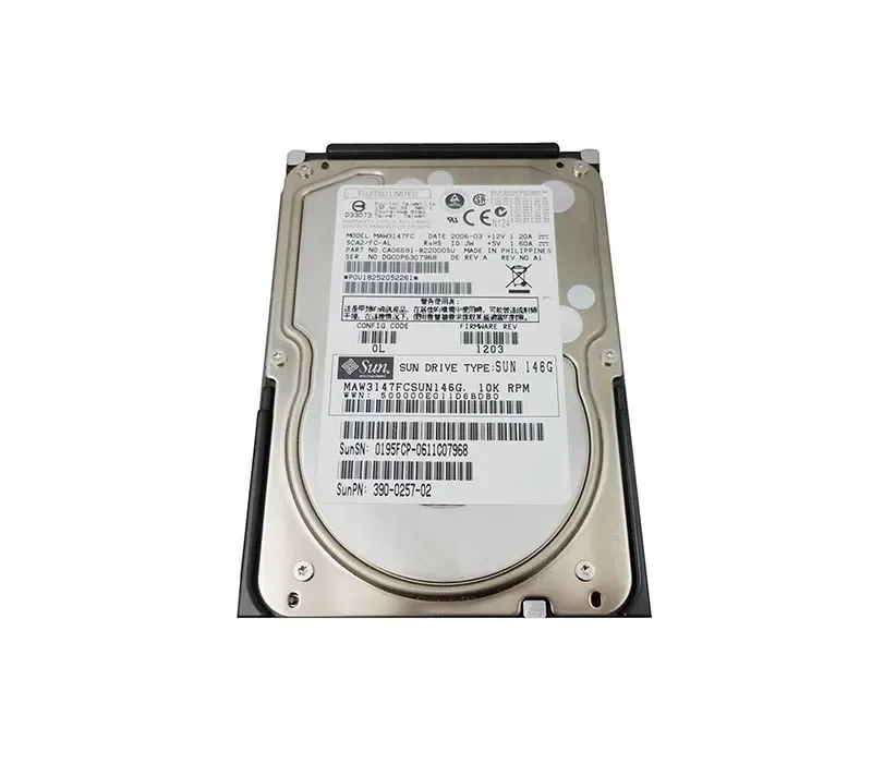 390-0257-03 - Sun 146GB 10000RPM Fibre Channel 2GB/s Hot-Pluggable 3.5-inch Hard Drive