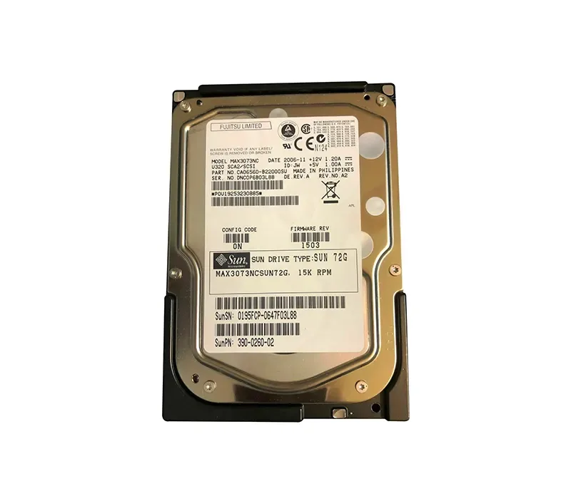 390-0260-01 - Sun 73GB 15000RPM Ultra-320 SCSI LVD Hot-Pluggable 80-Pin 3.5-inch Hard Drive
