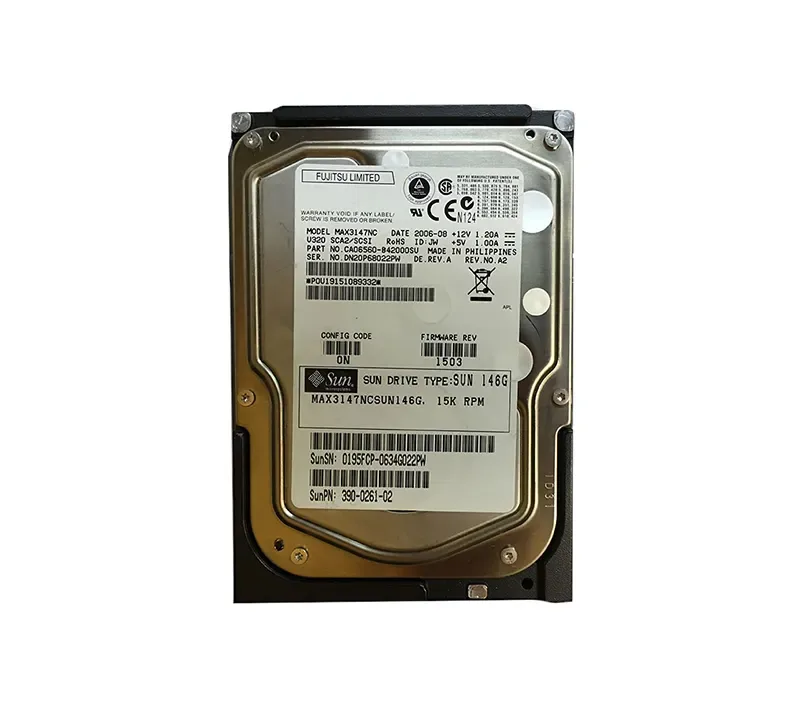 390-0261 - Sun 146GB 15000RPM Ultra-320 SCSI LVD Hot-Pluggable 80-Pin 3.5-inch Hard Drive