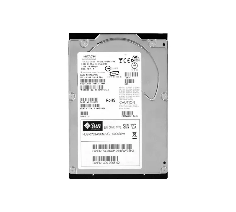 390-0265-03 - Sun 73GB 10000RPM Ultra-320 SCSI LVD Hot-Pluggable 80-Pin 3.5-inch Hard Drive