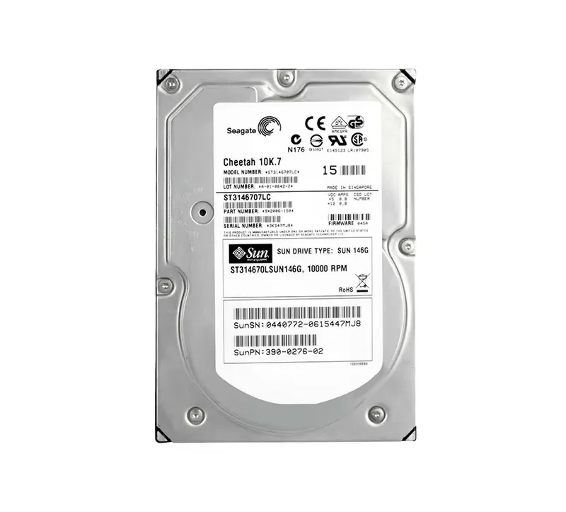 390-0276-02 - Sun 146GB 10000RPM Ultra-320 SCSI LVD Hot-Pluggable 80-Pin 3.5-inch Hard Drive