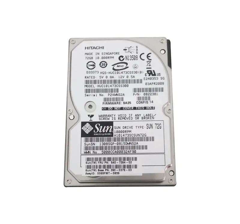 390-0376-03 Sun 72GB 10000RPM SAS 3GB/s 16MB Cache 2.5-inch Hard Drive