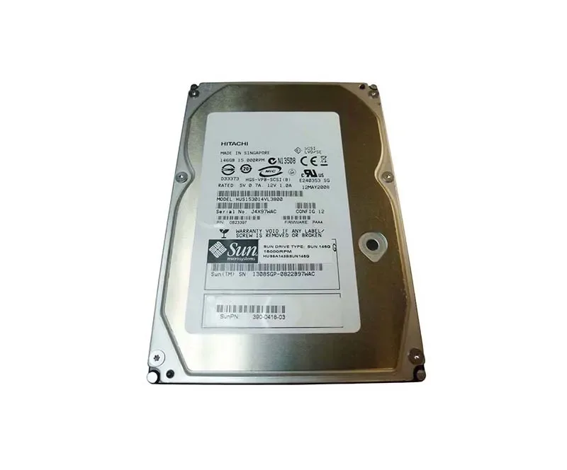 390-0418 - Sun 146GB 15000RPM Ultra-320 SCSI LVD Hot-Pluggable 80-Pin 3.5-inch Hard Drive