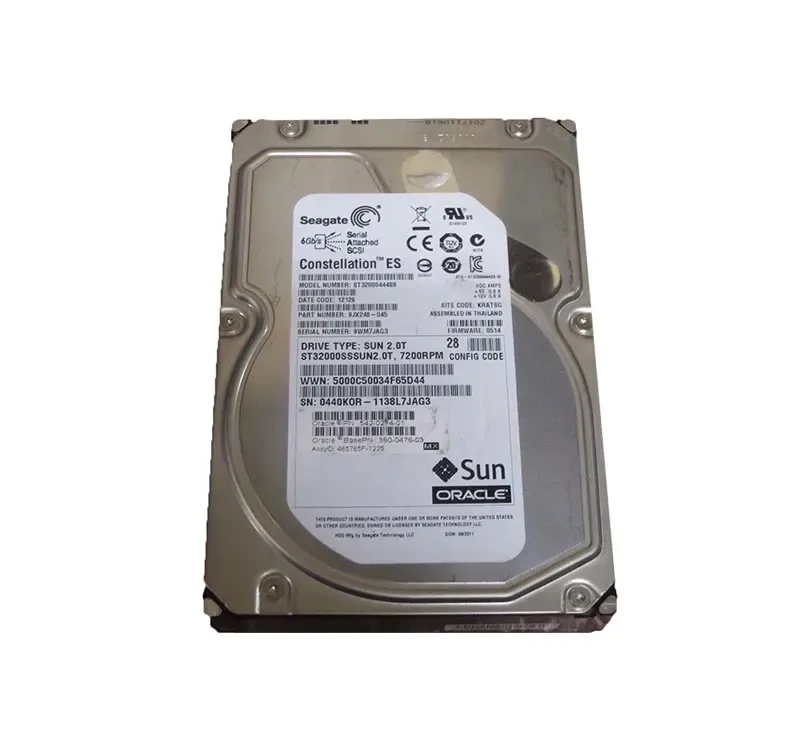 390-0476-01 - Sun 2TB 7200RPM SAS 6GB/s Hot-Pluggable 3.5-inch Hard Drive
