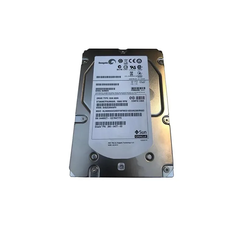 390-0477-03 - Sun 600GB 15000RPM Fibre Channel 4Gb/s 16MB Cache 3.5-inch Hard Drive with Bracket for StorageTek 6140