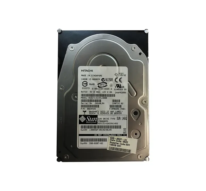 3900207-01 - Sun 146GB 15000RPM Ultra-320 SCSI LVD Hot-Pluggable 80-Pin 3.5-inch Hard Drive