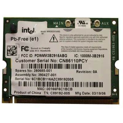 390685-001 - HP Mini PCI 54G 802.11b/g High Speed Wireless Lan (WLAN) Network Interface Card for NC4000/NC4010/NC6000 Series Notebooks