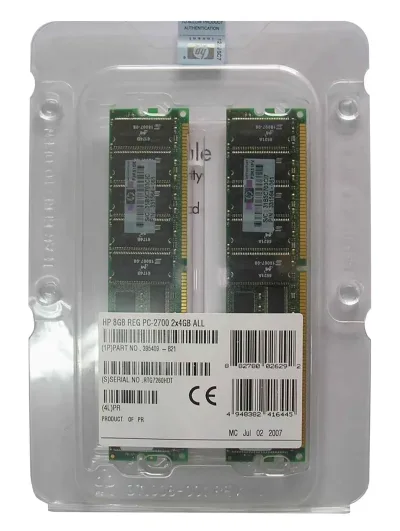 395409-B21 - HP 8GB Kit (2 X 4GB) DDR-333MHz PC2700 ECC Registered CL2 184-Pin DIMM 2.5V Memory