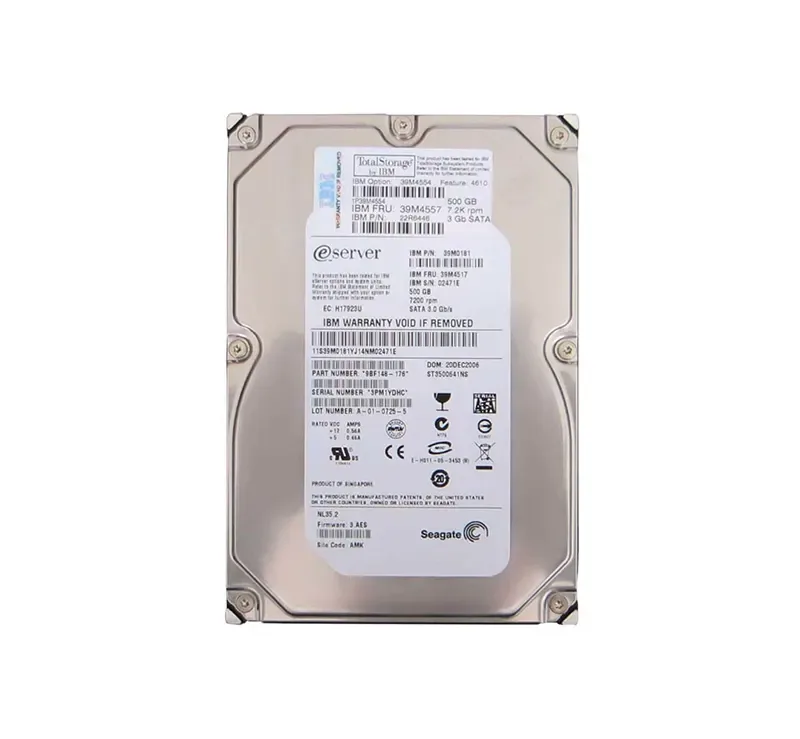 39M4554 - IBM 500GB 7200RPM SATA 3GB/s Enhanced DISK Drive Module 3.5-inch Hard Drive with Tray