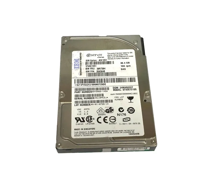 39R7364 - IBM 36.4GB 10000RPM 2.5-inch Hot Swapable SERIAL ATTACHED SCSI (SAS) Hard Drive