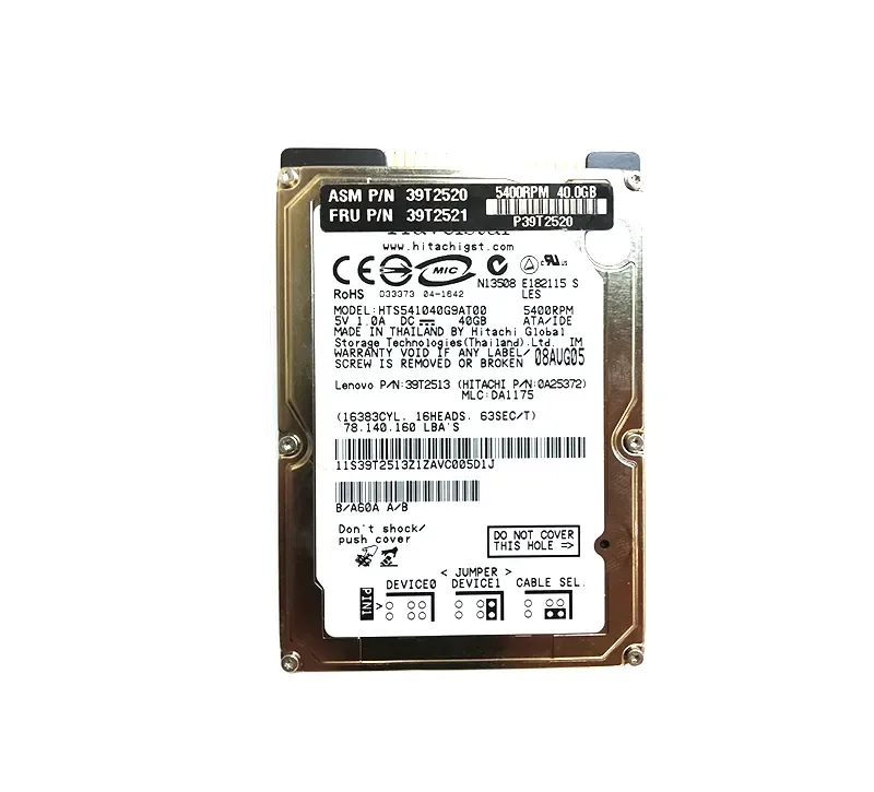 39T2520 - IBM Travelstar 5K100 40GB 5400RPM ATA-100 8MB Cache 2.5-inch Hard Disk Drive