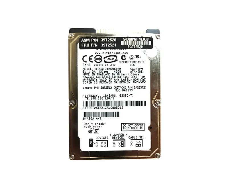39T2521 - IBM Travelstar 5K100 40GB 5400RPM ATA-100 8MB Cache 2.5-inch Hard Disk Drive