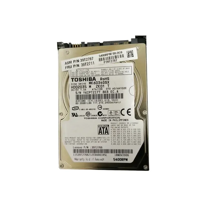 39T2711 - IBM 60GB 5400RPM SATA 1.5Gb/s 8MB Cache 2.5-inch Hard Drive