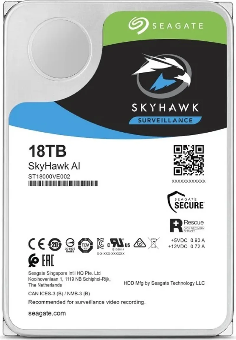 Seagate 3BS101-300 SkyHawk AI 18TB 7200RPM SATA 6Gb/s 256MB Cache 3.5-Inch Hard Drive. In Stock