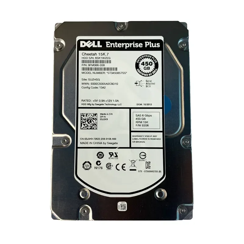 3J3K9 - Dell / Seagate Cheetah 15K.7 450GB 15000RPM SAS 6Gb/s 16MB Cache 3.5-inch Hard Drive with Tray