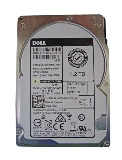 3P048 - Dell 1.2TB SAS 12Gb/s 10000RPM 2.5-inch Hot-Pluggable Hard Drive with Tray