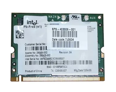 403009-001 - HP Mini PCI 802.11a/b/g Wireless Lan Card for NC6220/NC6230 Notebooks