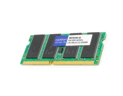 406728-001 - HP 2GB DDR2-667MHz PC2-5300 non-ECC Unbuffered CL5 200-Pin SoDimm 1.8V Memory Module