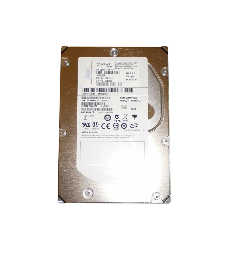 40K1028 IBM 146.8GB 15000RPM Ultra-320 SCSI 80-Pin Hot-Swappable 3.5-inch Hard Drive with Tray