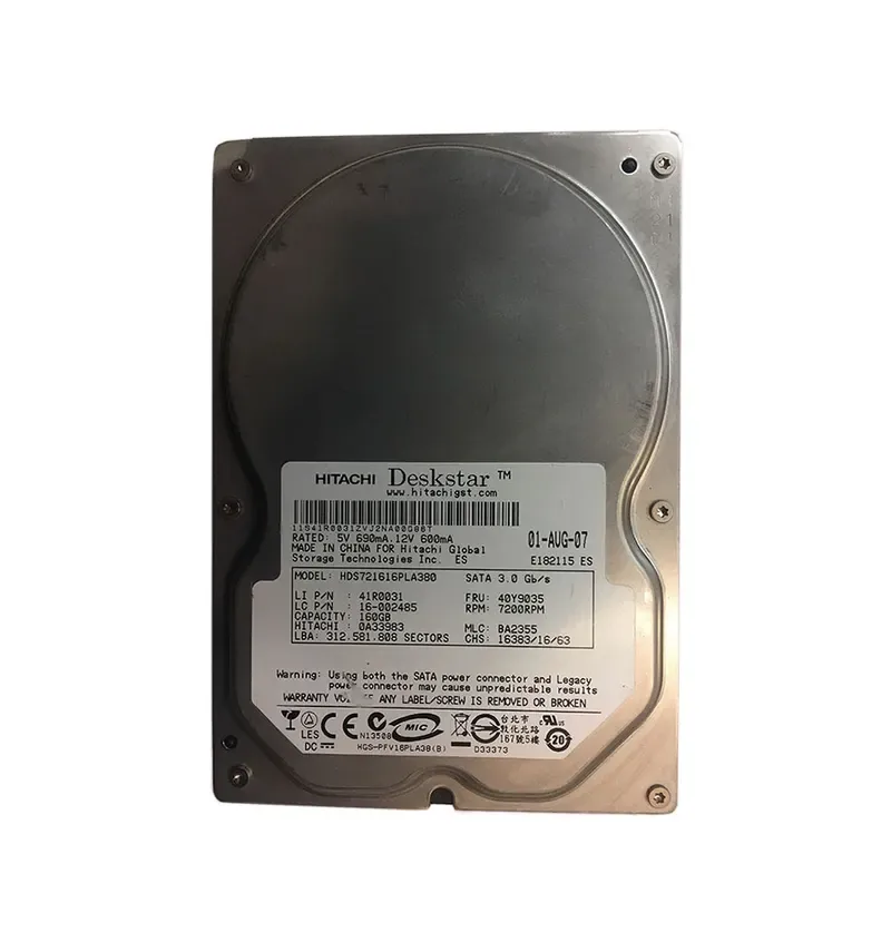 40Y9035 - IBM 160GB 7200RPM SIMPLE SWAP SATA 3.5-inch Hard Drive
