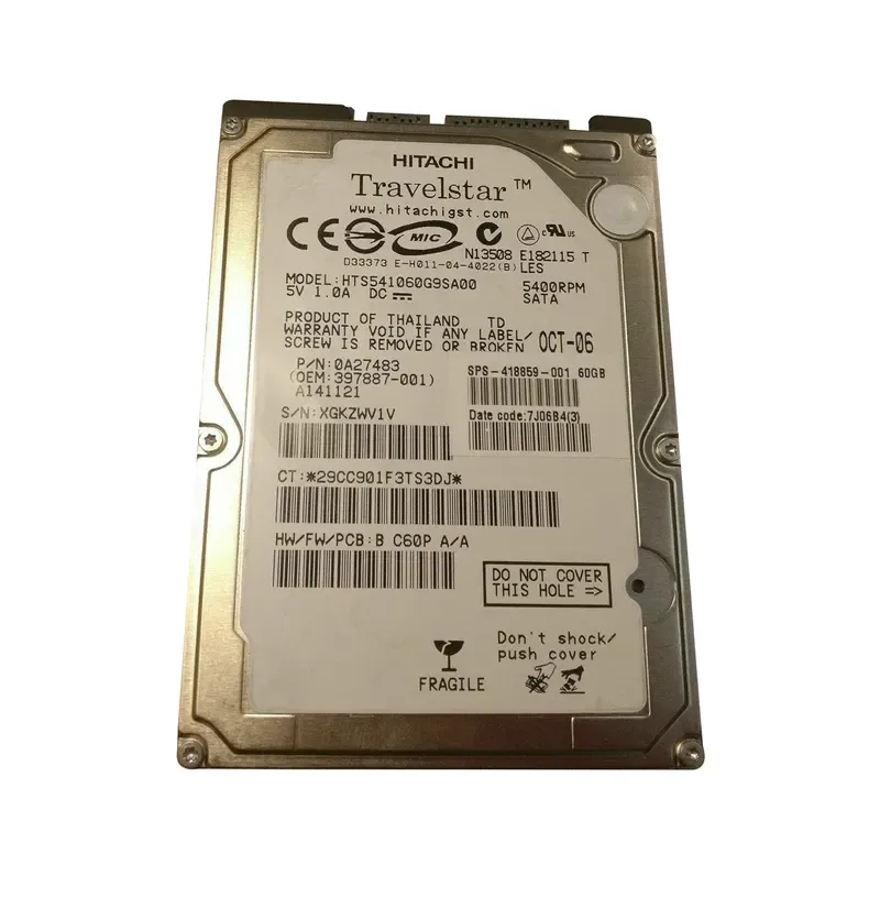 418859-001 - HP 60GB 5400RPM SATA 1.5GB/s 2.5-inch Hard Drive