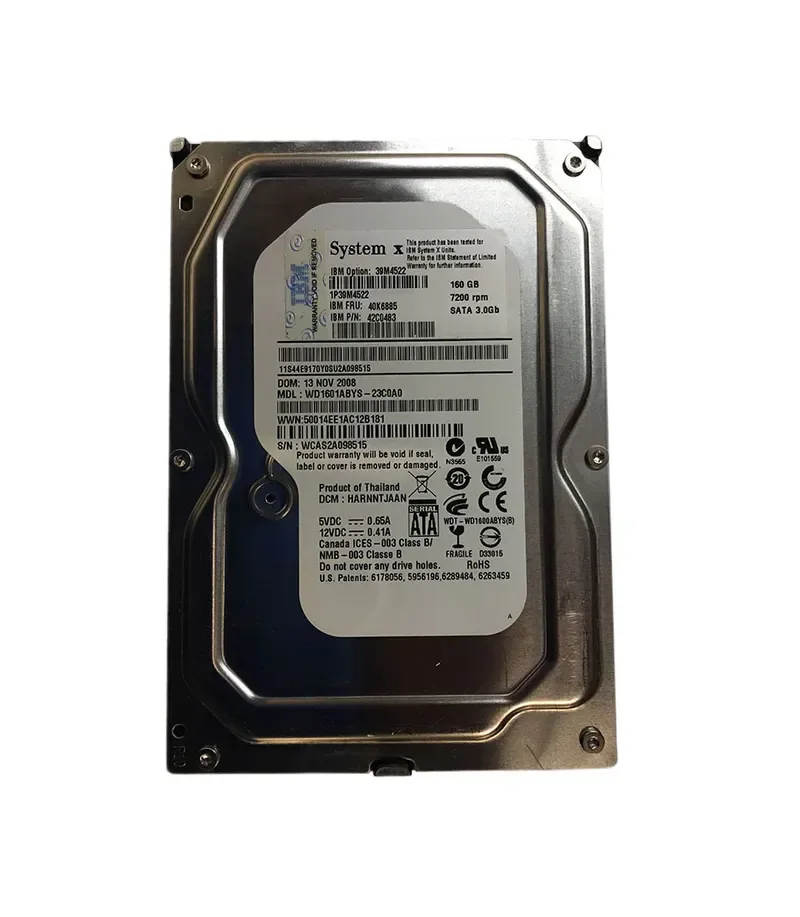 42C0483 - IBM Lenovo 160GB 7200RPM SATA 3GB/s 3.5-inch Hot Swapable Hard Disk Drive