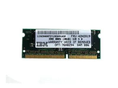 42H2819 - IBM 32MB 66MHz PC66 non-ECC Unbuffered CL2 144-pin SoDimm Memory Module