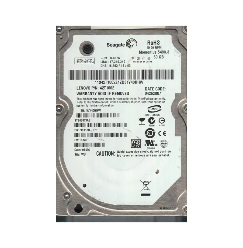 42T1002 - Lenovo 60GB 5400RPM SATA 2.5-inch Hard Drive