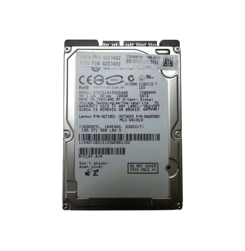 42T1021 - IBM Travelstar 7K100 100GB 7200RPM SATA 1.5GB/s 8MB Cache 2.5-inch Hard Disk Drive for ThinkPad