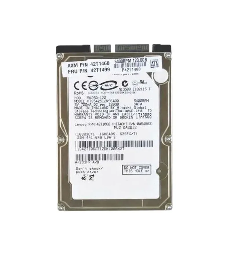 42T1062 - IBM Lenovo Travelstar 5K250 120GB 5400RPM SATA 1.5GB/s 8MB Cache 2.5-inch Hard Disk Drive for ThinkPad