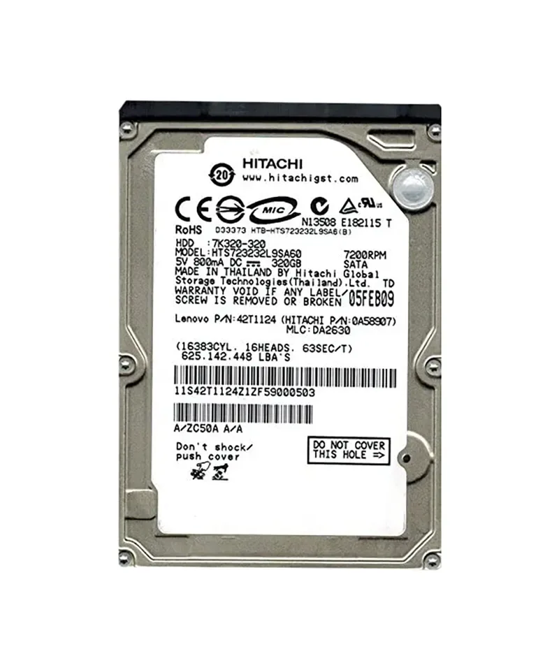 42T1124 - Lenovo / Hitachi Travelstar 7K320 320GB 7200RPM SATA 1.5Gb/s 16MB Cache 2.5-inch Hard Drive