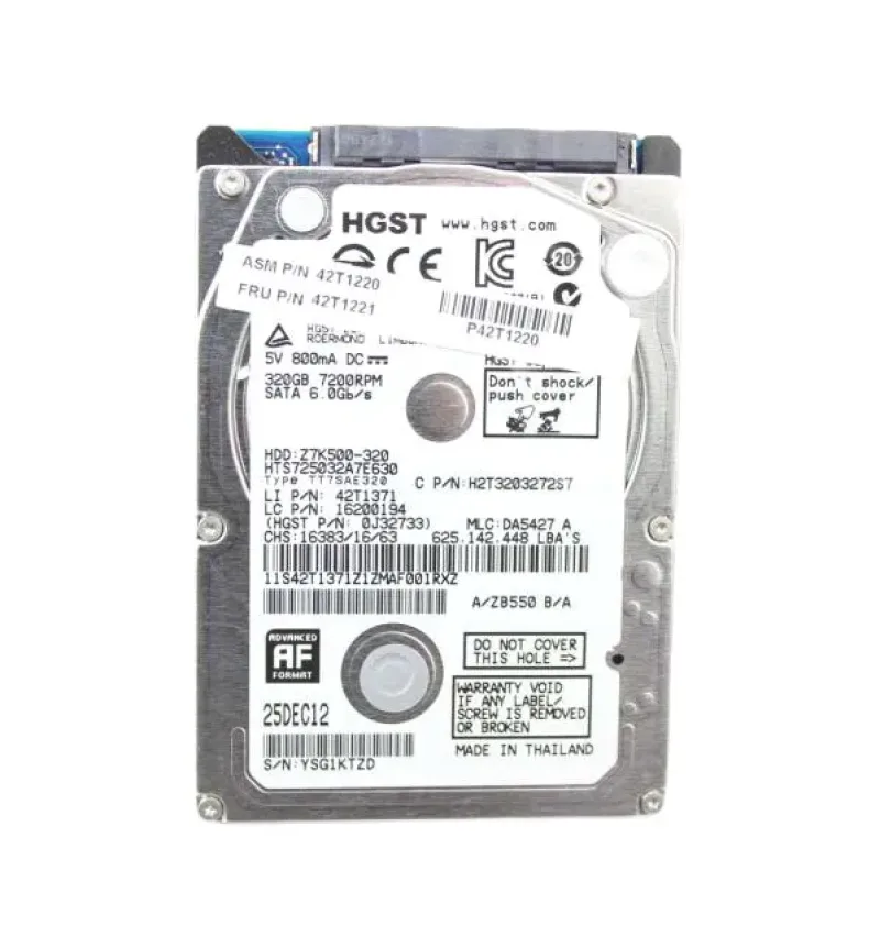 42T1220 - Lenovo / Hitachi Travelstar Z7K500 320GB 7200RPM SATA 6Gb/s 32MB Cache 2.5-inch Hard Drive