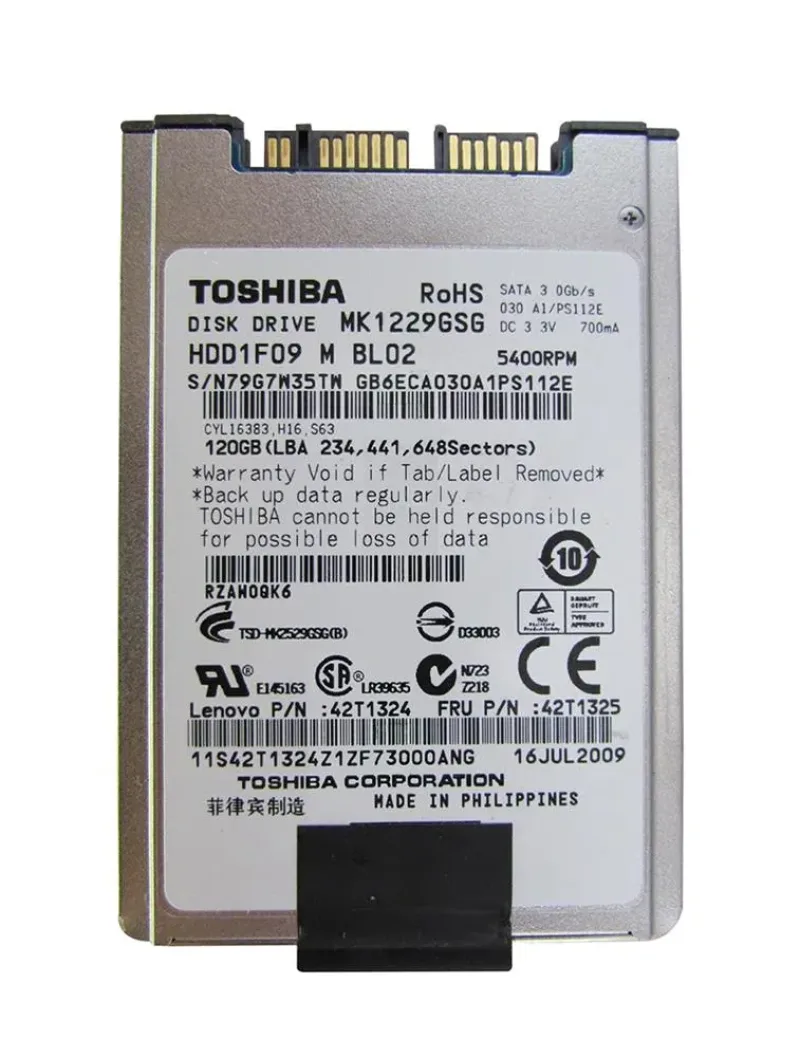 42T1325 IBM 120GB 5400RPM SATA 8MB Cache 1.8-inch Hard Drive