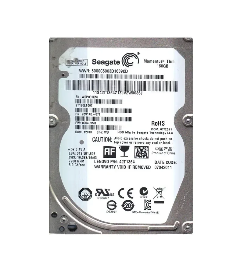 42T1364 - Lenovo 160GB 7200RPM SATA 3Gb/s 2.5-inch Hard Drive