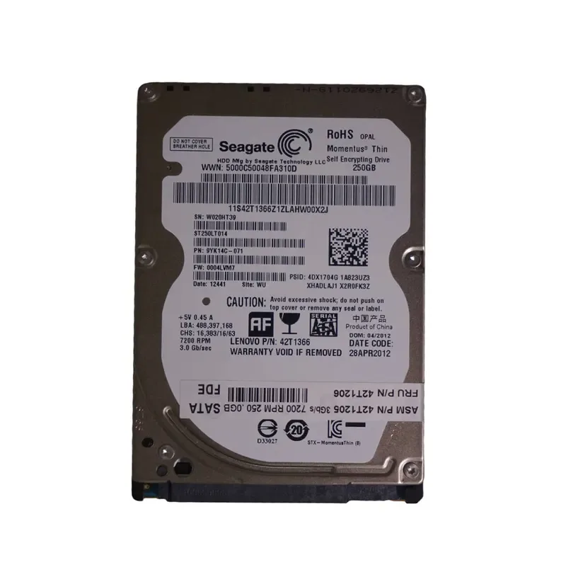 42T1366 - Lenovo 250GB 7200RPM SATA 3.0Gb/s 16MB Cache 2.5-inch Hard Drive