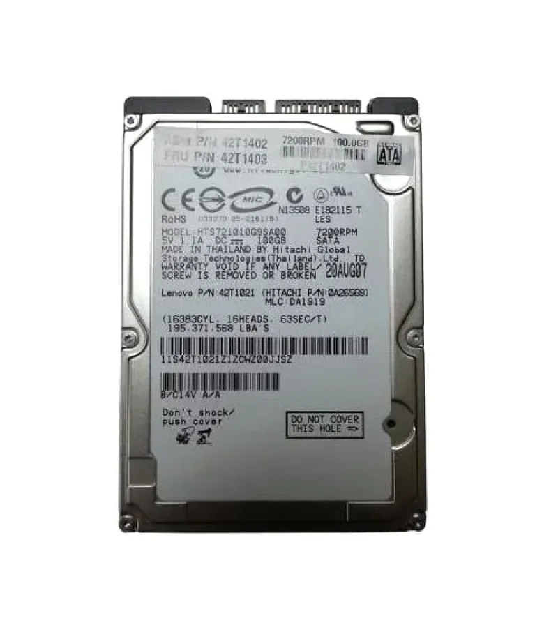 42T1402 - IBM Travelstar 7K100 100GB 7200RPM SATA 1.5GB/s 8MB Cache 2.5-inch Hard Disk Drive for ThinkPad