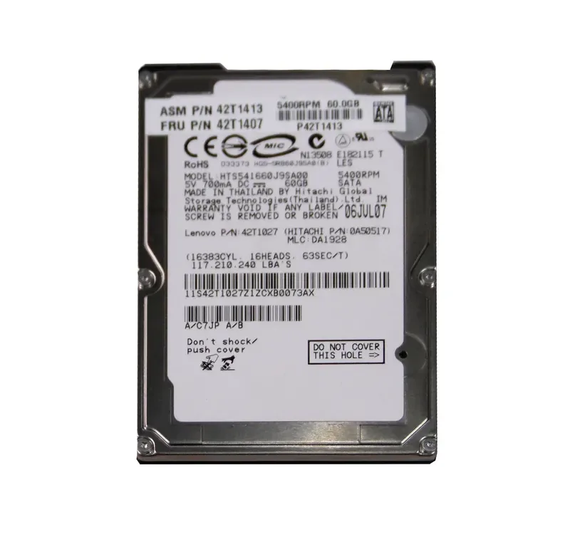 42T1407 - IBM Lenovo 60GB 5400RPM SATA 1.5GB/s 2.5-inch Hard Disk Drive for ThinkPad R60