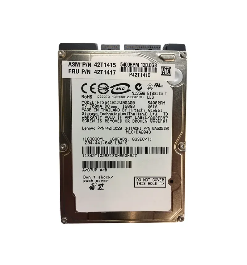 42T1415 - IBM 120GB 5400RPM SATA 1.5Gb/s 2.5-inch Hard Drive for ThinkPad R61 and T61