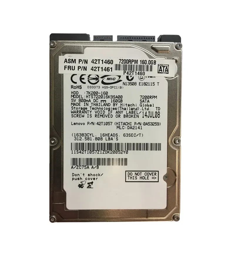 42T1461 - IBM Lenovo Travelstar 7K320 160GB 7200RPM SATA 1.5GB/s 16MB Cache 2.5-inch Hard Disk Drive