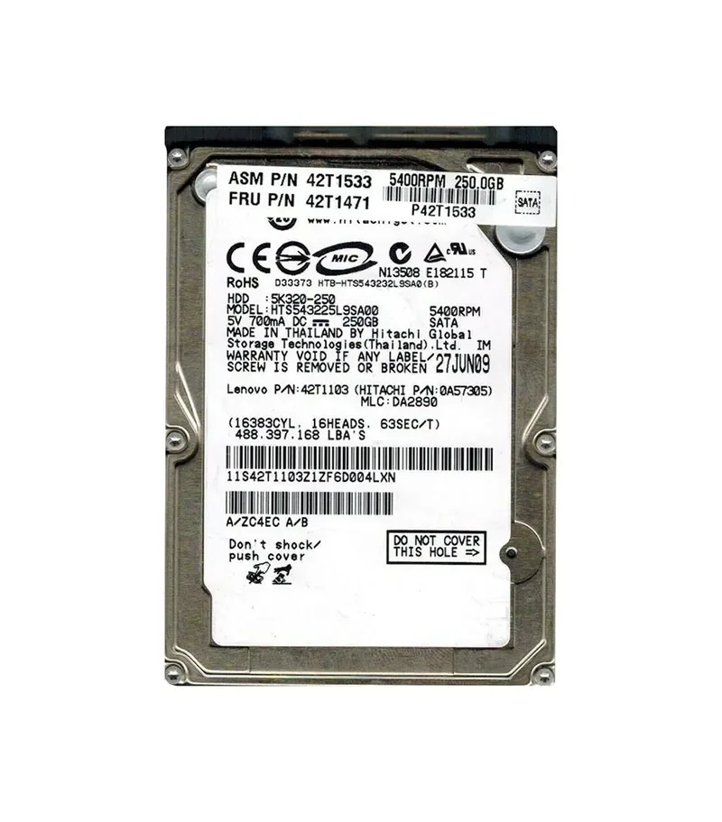 42T1471 - Lenovo / IBM 250GB 5400RPM SATA 1.5Gb/s 8MB Cache 2.5-inch Hard Drive