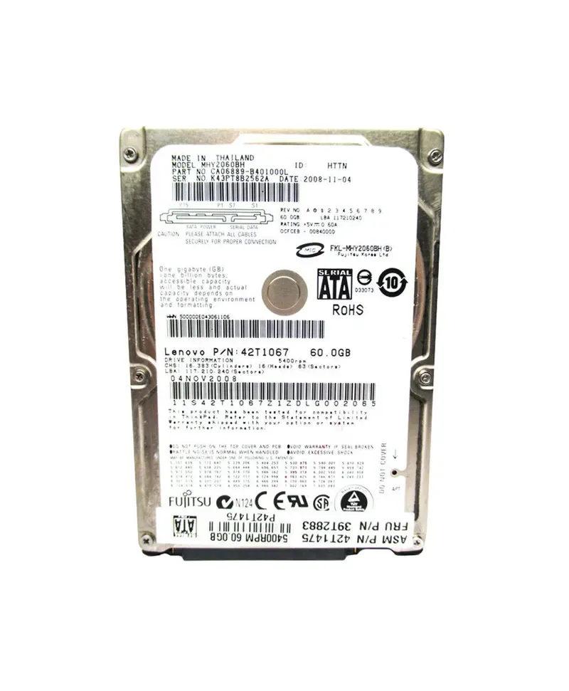 42T1475 - Lenovo 60GB 5400RPM SATA 1.5Gb/s 2.5-inch Hard Drive
