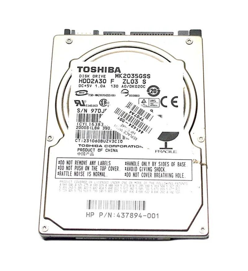 437894-001 - HP 200GB 4200RPM SATA 1.5Gb/s 8MB Cache 2.5-inch Hard Drive