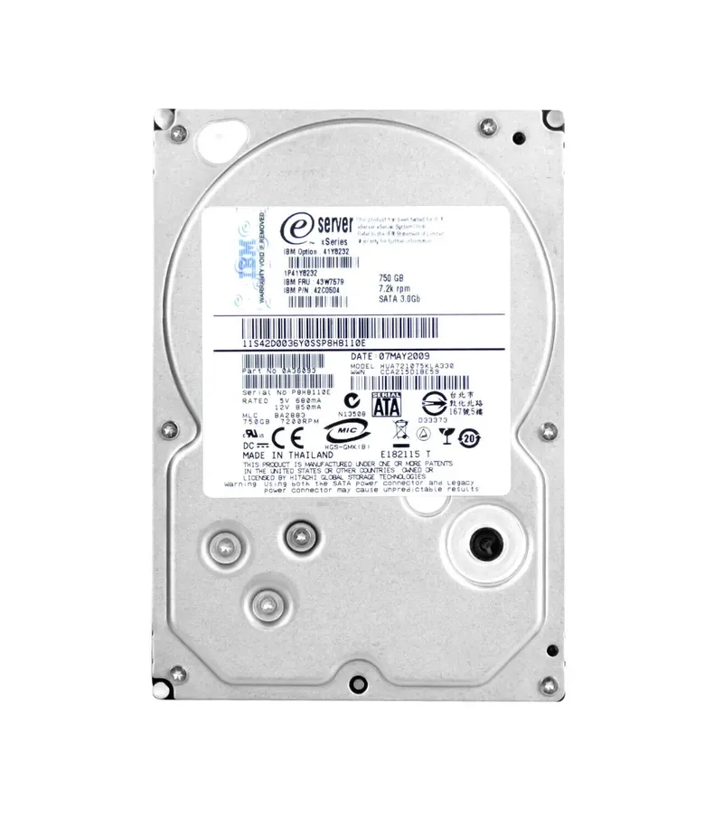 43W7579 - IBM Ultrastar A7K1000 750GB 7200RPM SATA 3GB/s 32MB Cache 3.5-inch Internal Hard Disk Drive